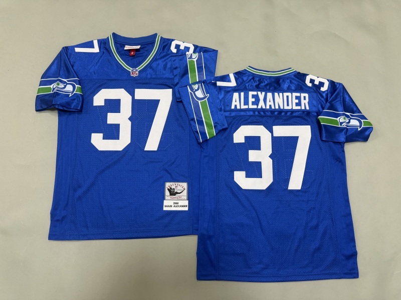 Men 2025 Seattle Seahawks #37 Alexander blue Throwback Limited NFL Jersey style 001